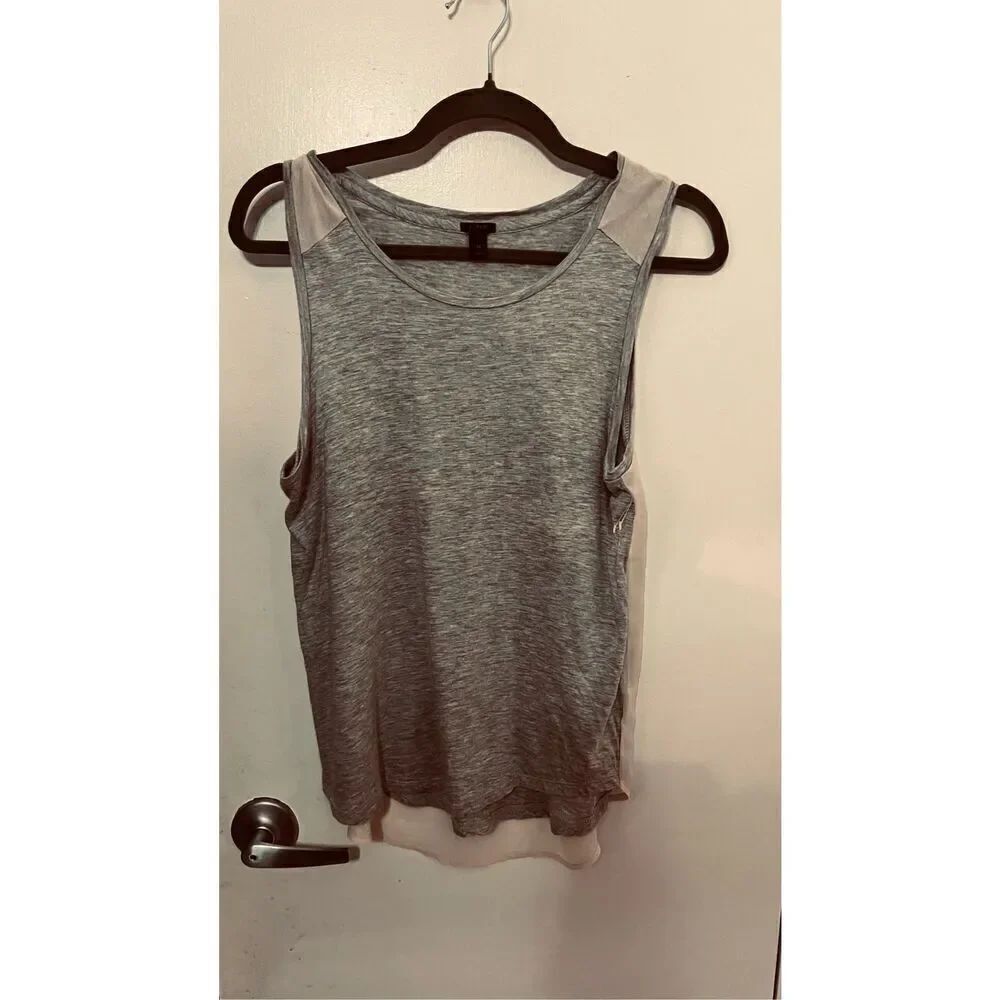 J. Crew Gray Tank Top Silk like Overlay in Back Size XS